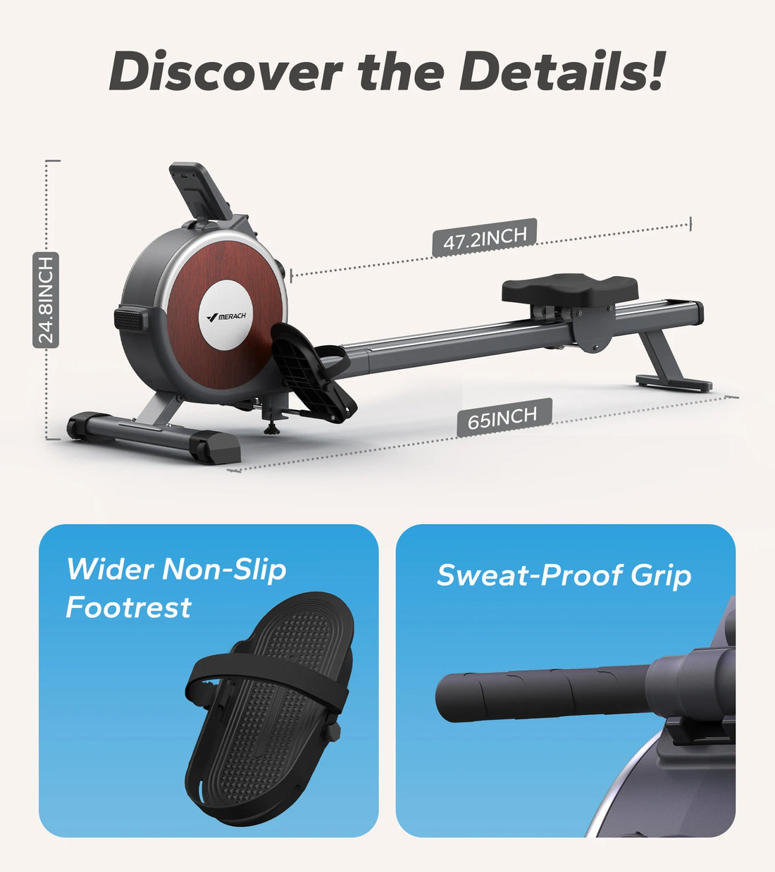 MERACH Rowing Machine Magnetic Rower Machine for Home
