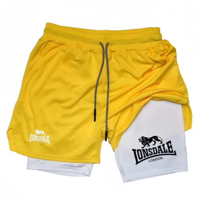 Print 2 in 1 Running Shorts for Men Gym Workout Compression