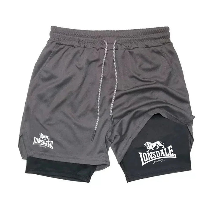Print 2 in 1 Running Shorts for Men Gym Workout Compression