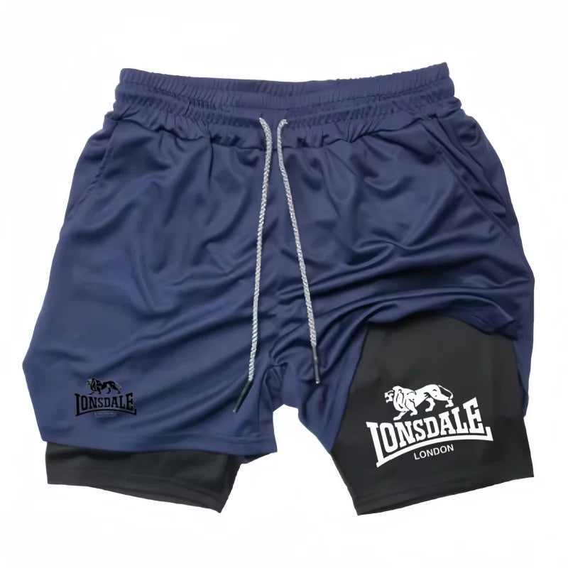 Print 2 in 1 Running Shorts for Men Gym Workout Compression