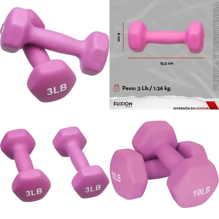 FUXION Neoprene Dumbbell Hand Weights, Sets of 2 Hexagon