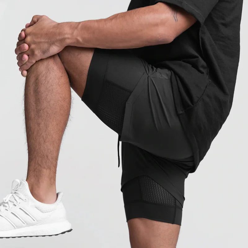 2023 new BreathableDouble layersport  shorts Gyms Fitness