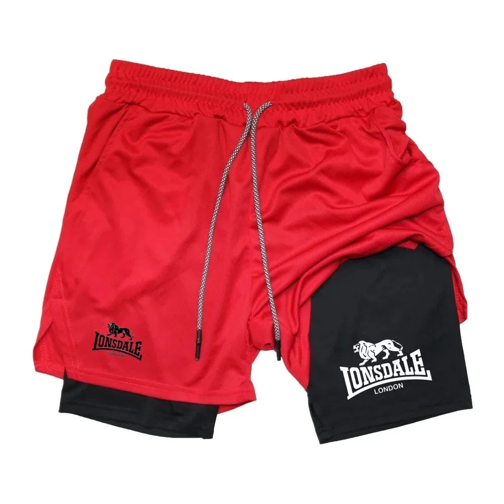 Print 2 in 1 Running Shorts for Men Gym Workout Compression
