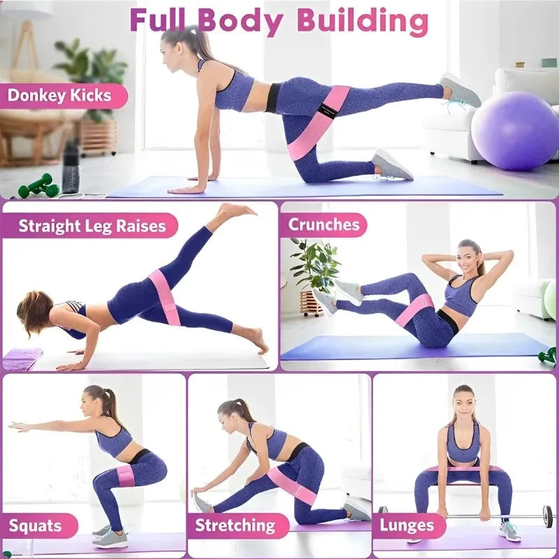 3Pcs Fabric Resistance Hip Booty Bands Glute Thigh Elastic Workout