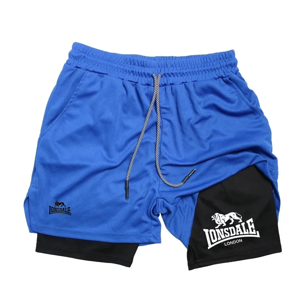 Print 2 in 1 Running Shorts for Men Gym Workout Compression