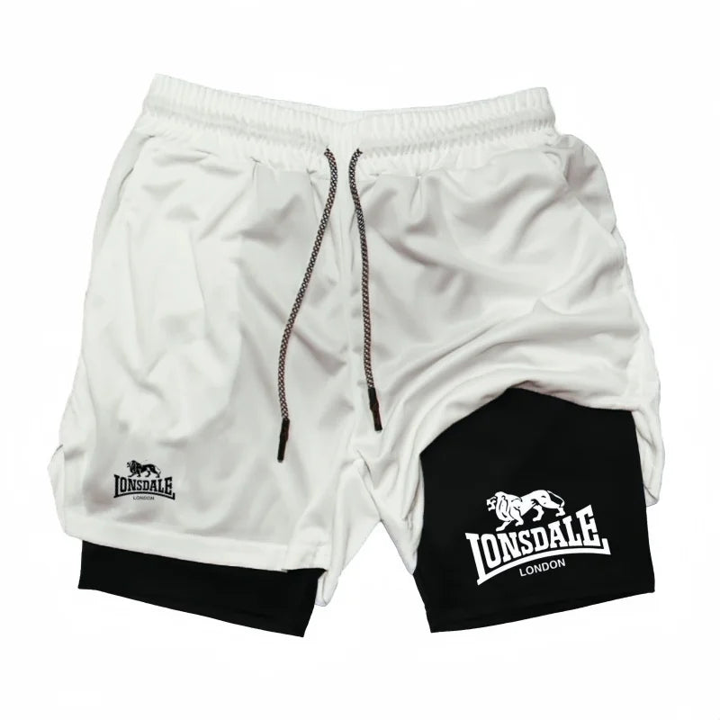 Print 2 in 1 Running Shorts for Men Gym Workout Compression