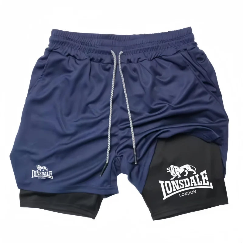 Print 2 in 1 Running Shorts for Men Gym Workout Compression
