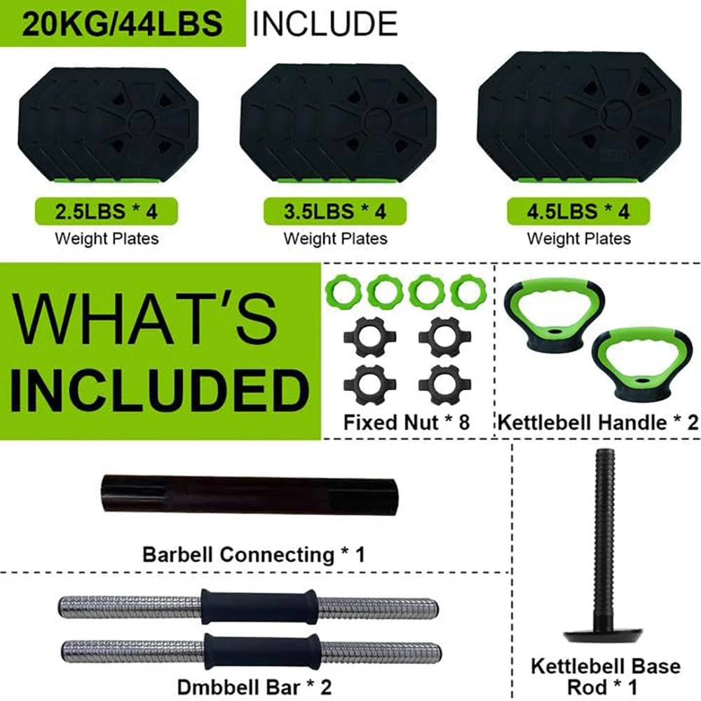 66lbs/88lbs Weight 4 in 1 Adjustable Kettlebell Set