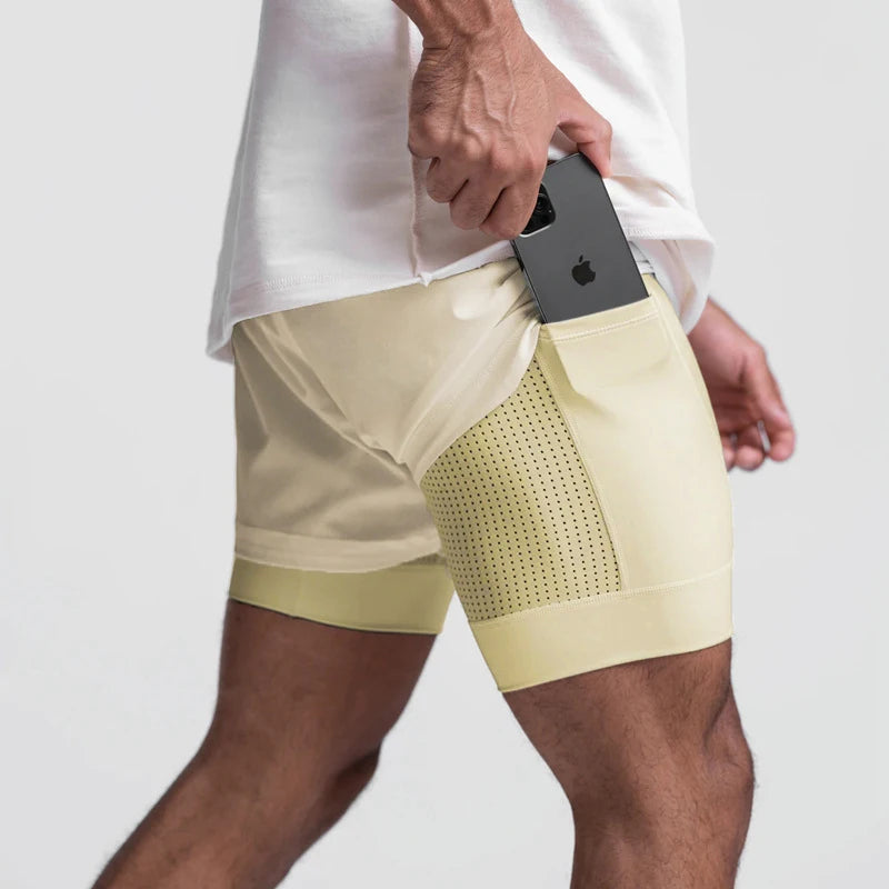 2023 new BreathableDouble layersport  shorts Gyms Fitness