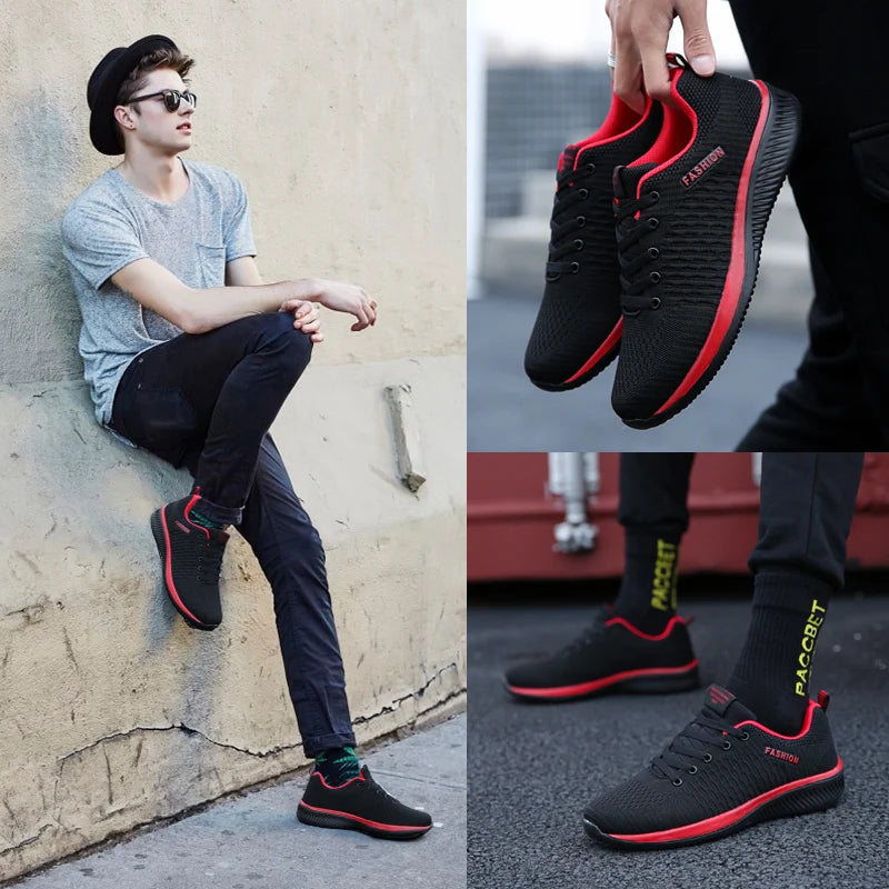 Sneakers Men Running Walking Knit Shoes Fashion Casual