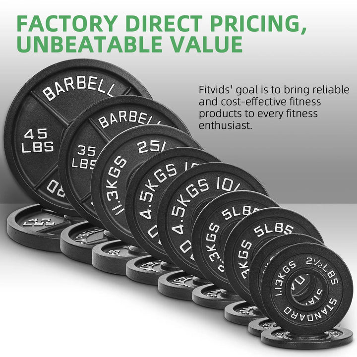 Cast Iron Weight Plates for Strength Training, 2-Inch, 5-Pound, Set of 4