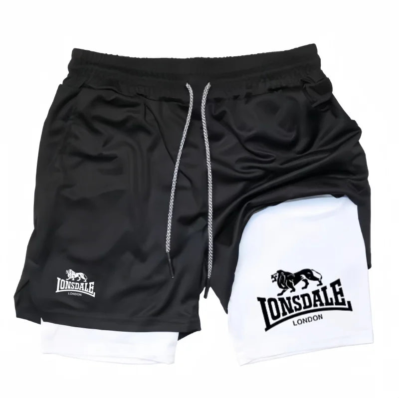 Print 2 in 1 Running Shorts for Men Gym Workout Compression