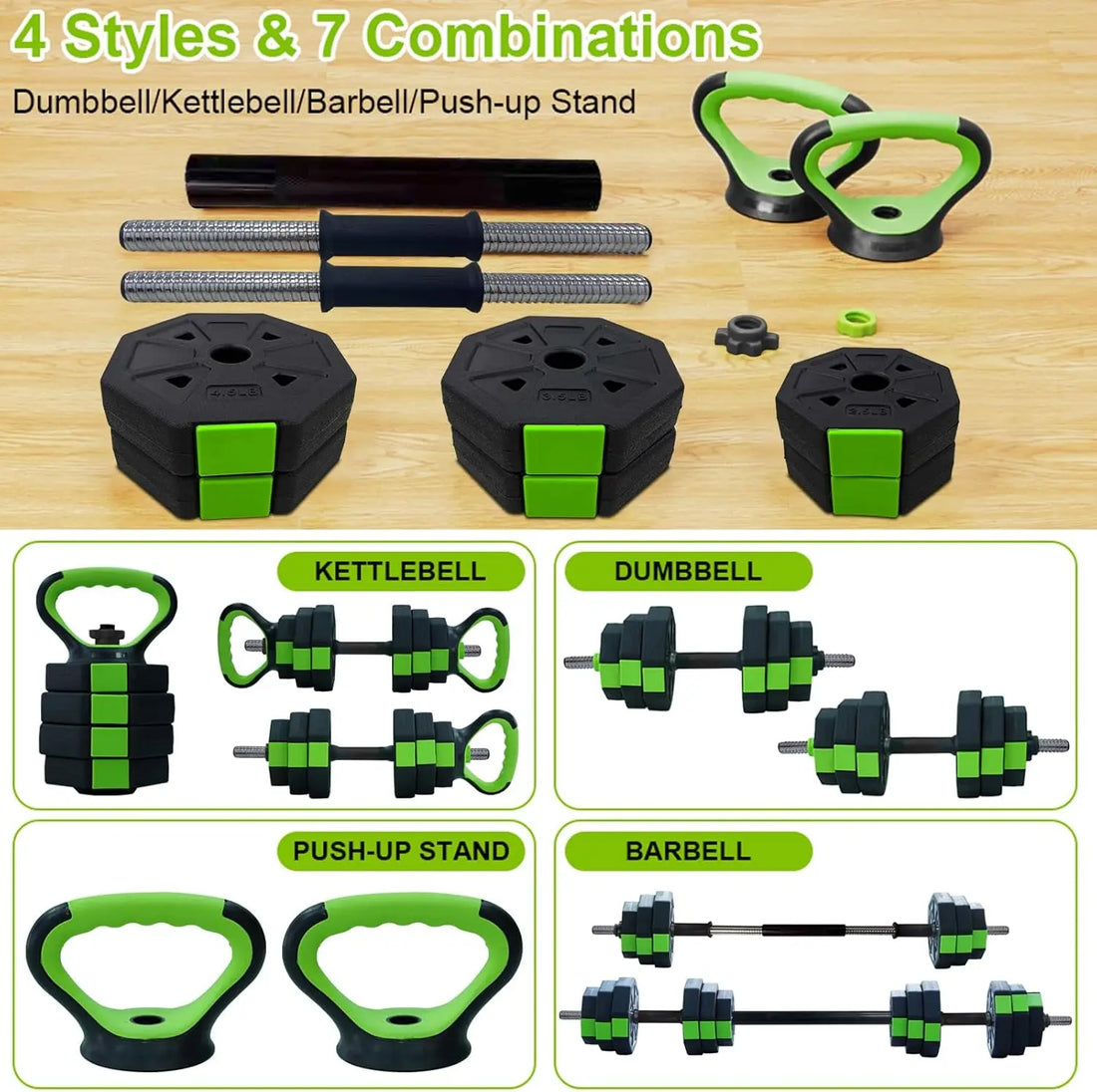 66lbs/88lbs Weight 4 in 1 Adjustable Kettlebell Set